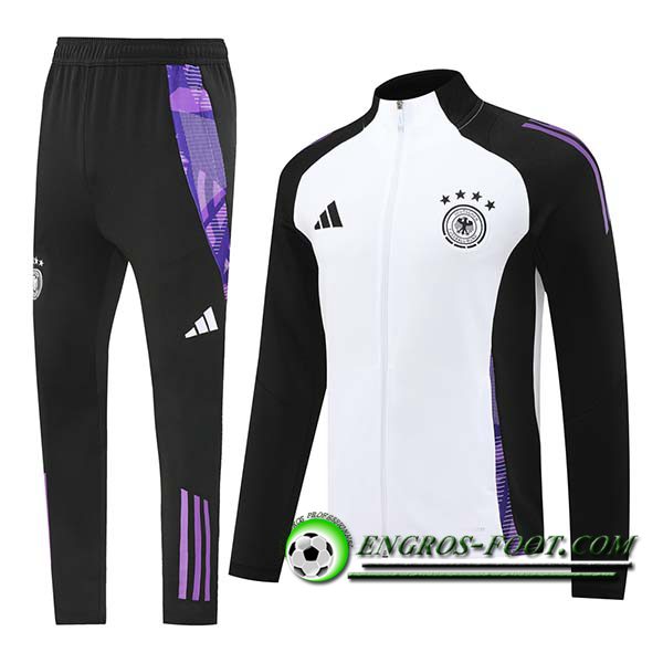 Ensemble Survetement de Foot Veste Foot Allemagne Noir/Blanc/Pourpre 2024/2025