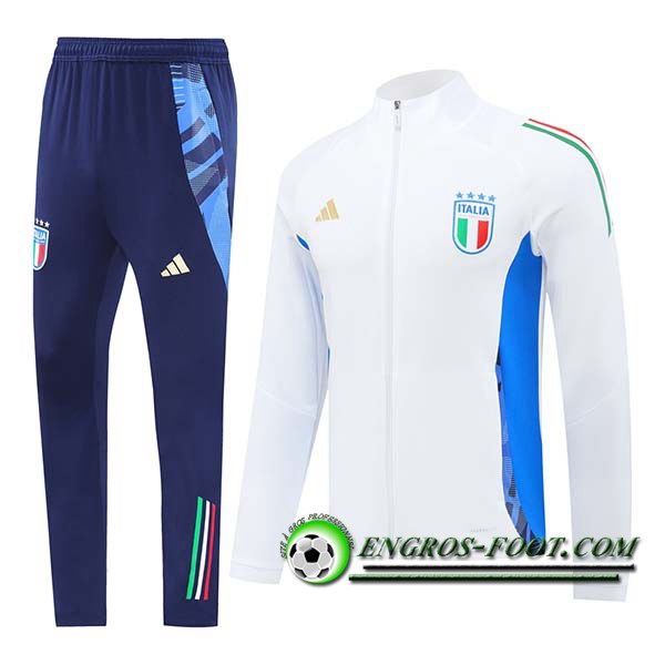 Ensemble Survetement de Foot Veste Foot Italie Blanc/Bleu 2024/2025