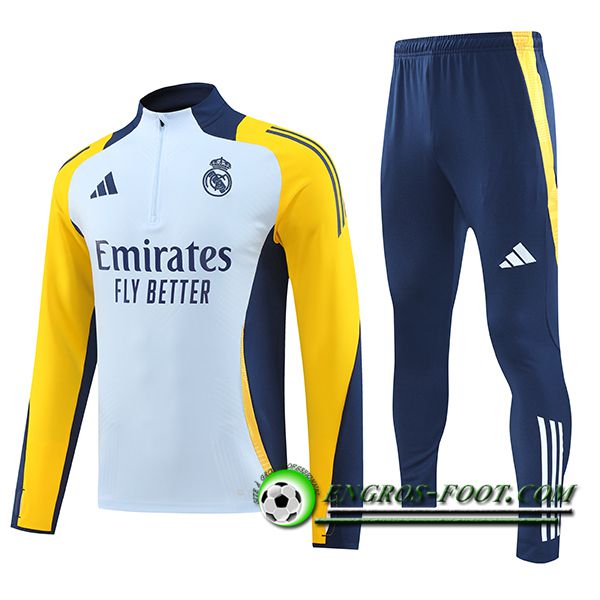 Ensemble Survetement de Foot Real Madrid Enfant Bleu/Jaune 2024/2025