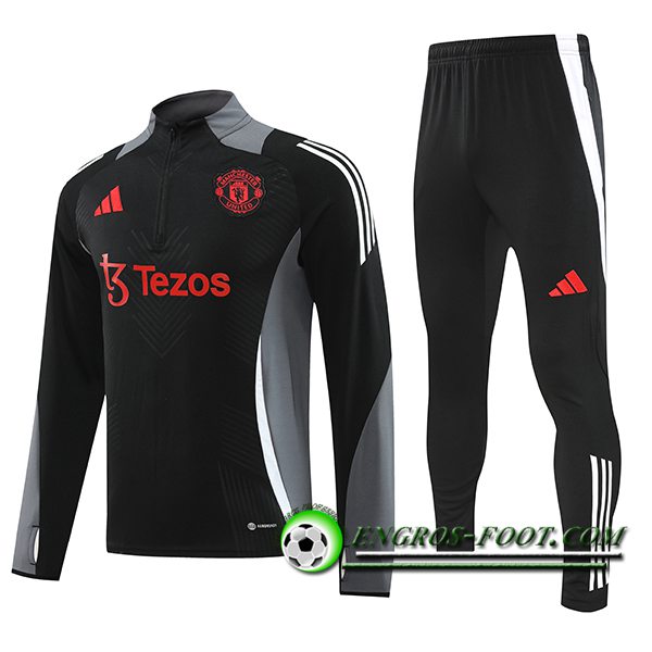 Ensemble Survetement de Foot Manchester United Enfant Noir/Gris 2024/2025