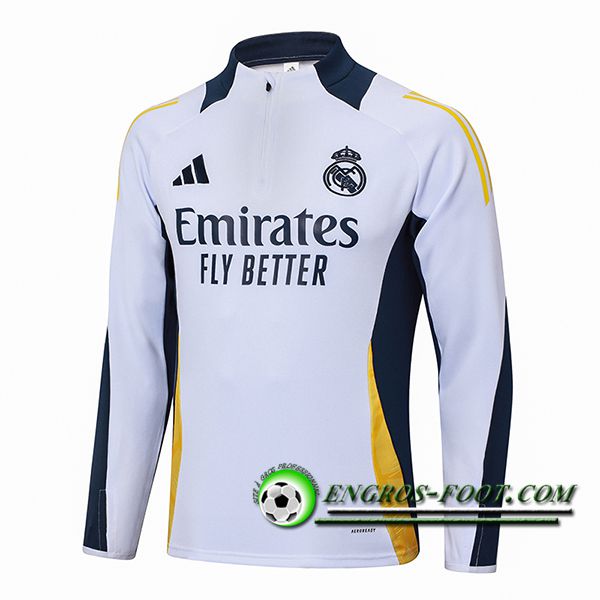 Sweatshirt Training Real Madrid Blanc/Bleu/Jaune 2024/2025