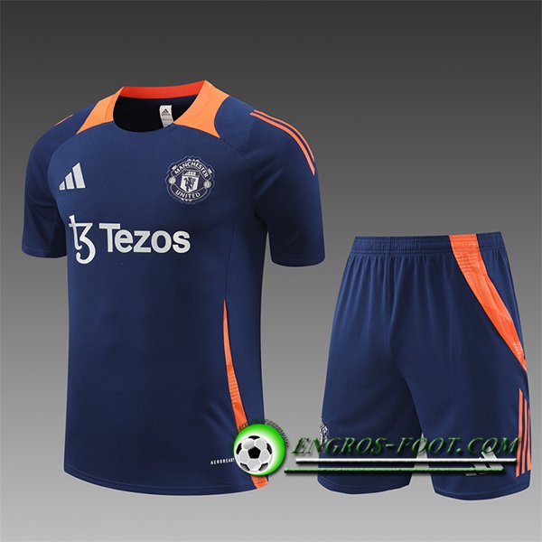 Ensemble Training T-Shirts Manchester United Enfant Bleu/Orange 2024/2025