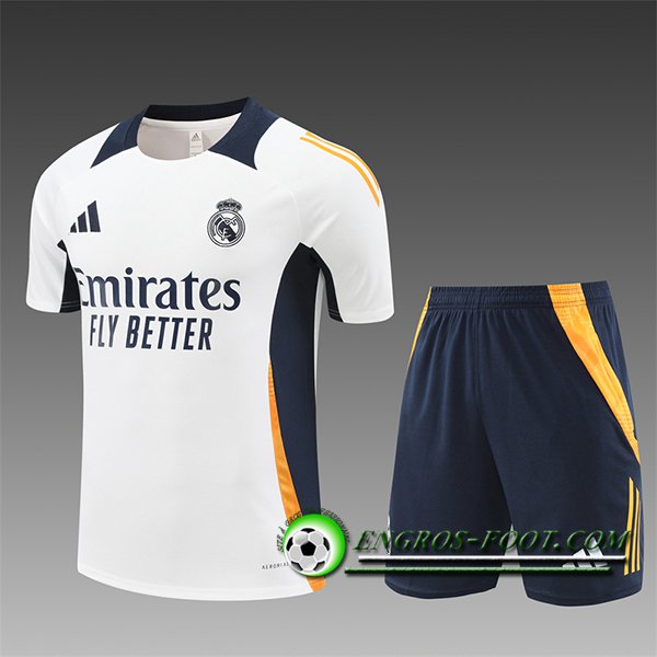 Ensemble Training T-Shirts Real Madrid Enfant Blanc/Noir/Orange 2024/2025