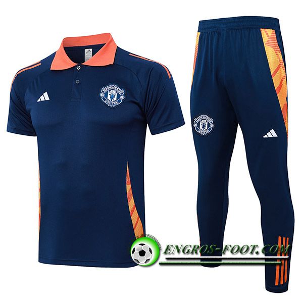 Ensemble Polo Foot Manchester United Bleu/Orange 2024/2025