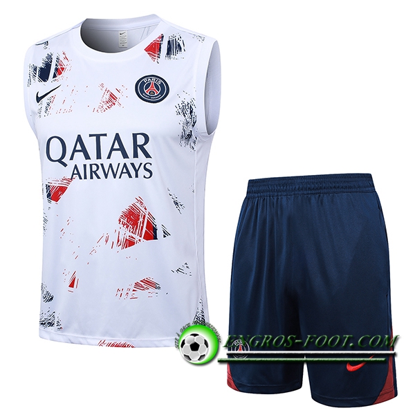 Ensemble Training Debardeur PSG Blanc/Rouge/Bleu 2024/2025