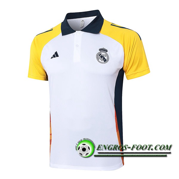 Polo Foot Real Madrid Blanc/Jaune/Bleu 2024/2025