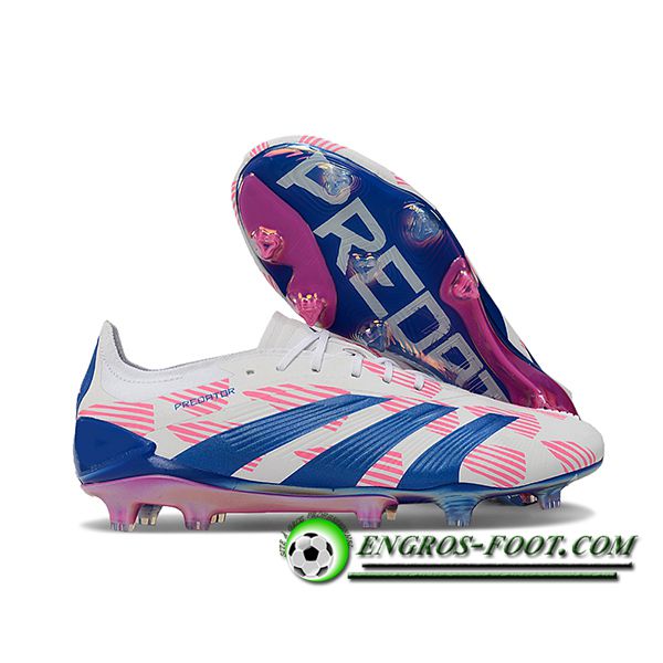 Adidas Chaussures de Foot Predator Elite FG Blanc/Bleu/Rose