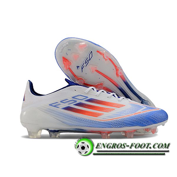 Adidas Chaussures de Foot F50 ELITE FG Blanc/Orange/Bleu