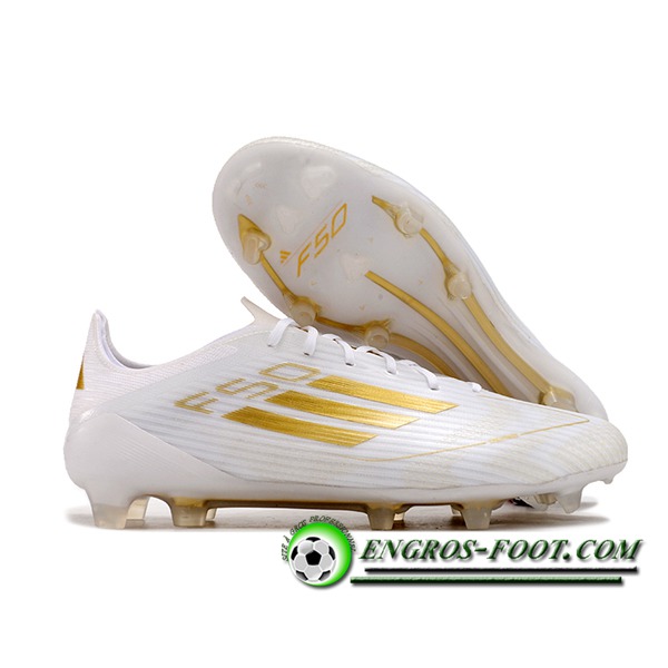 Adidas Chaussures de Foot F50 ELITE FG Blanc/Jaune