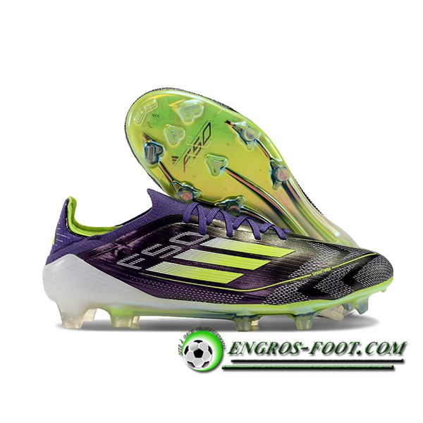 Adidas Chaussures de Foot F50 Elite FG Noir/Vert/Pourpre