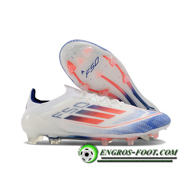 Adidas Chaussures de Foot F50 Elite FG Blanc/Bleu/Orange