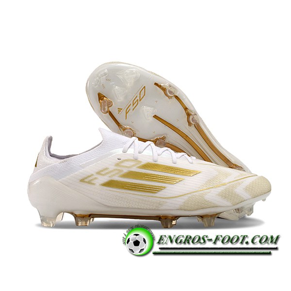 Adidas Chaussures de Foot F50 Elite FG Blanc/Jaune