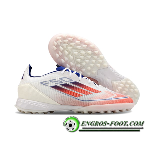 Adidas Chaussures de Foot F50 PRO TF Blanc/Orange/Bleu