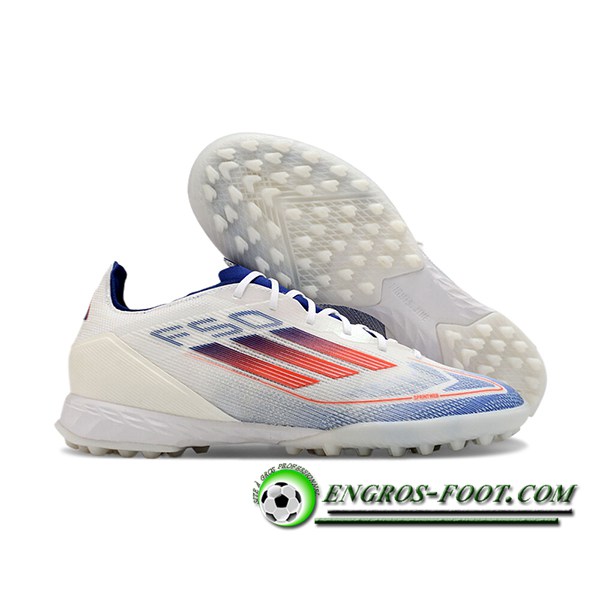 Adidas Chaussures de Foot F50 PRO TF Blanc/Bleu/Orange