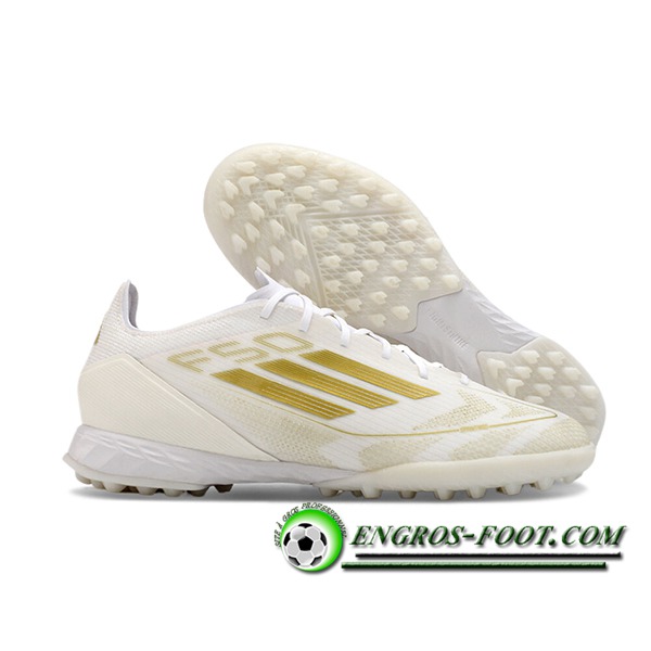 Adidas Chaussures de Foot F50 PRO TF Blanc/Jaune