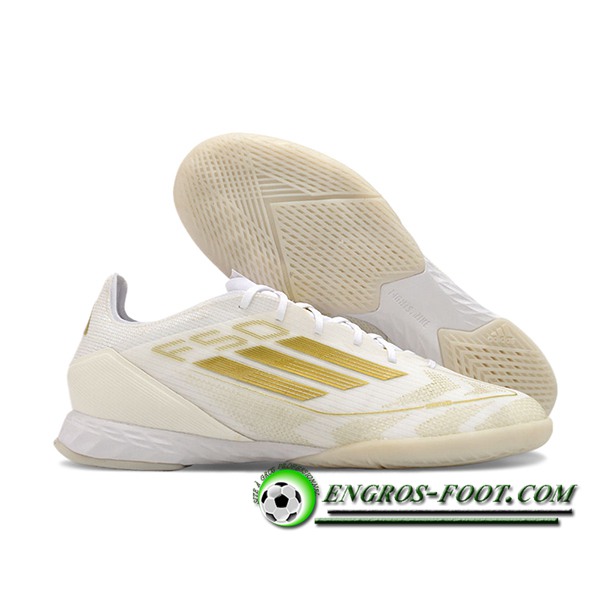 Adidas Chaussures de Foot F50 PRO IC Blanc/Jaune