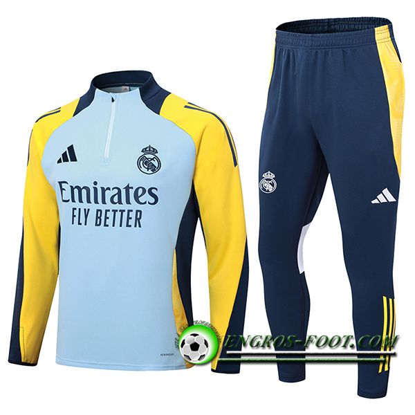 Ensemble Survetement de Foot Real Madrid Bleu/Jaune 2024/2025 -02