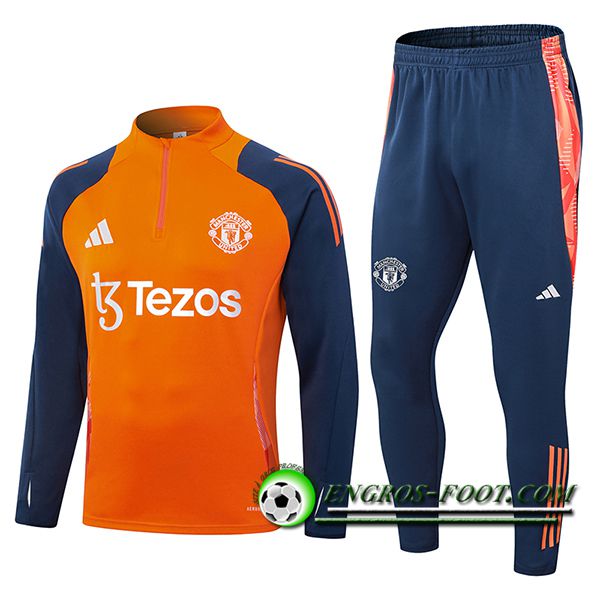 Ensemble Survetement de Foot Manchester United Orange/Bleu 2024/2025 -02