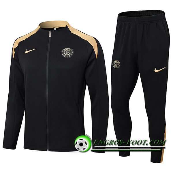 Ensemble Survetement de Foot Veste Foot PSG Noir/Jaune 2024/2025