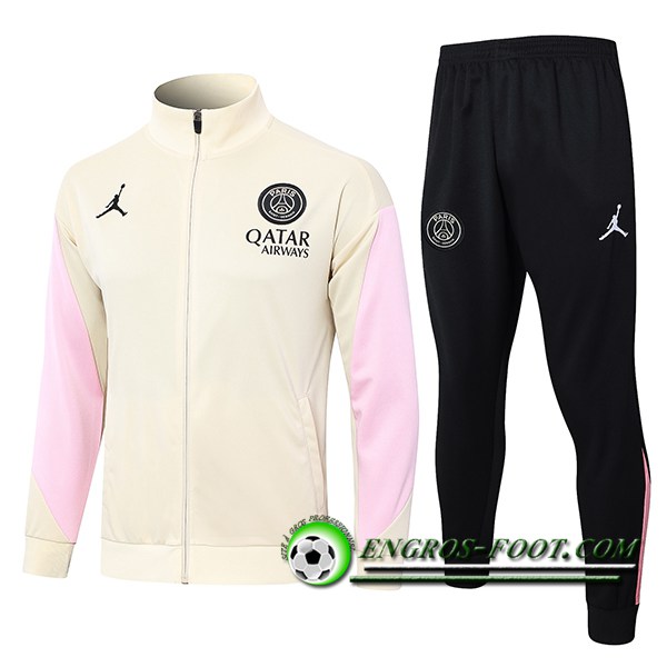 Ensemble Survetement de Foot Veste Foot PSG Jaune/Rose 2024/2025