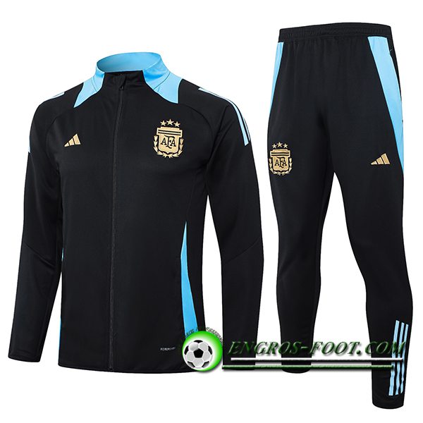 Ensemble Survetement de Foot Veste Foot Argentin Noir/Bleu 2024/2025