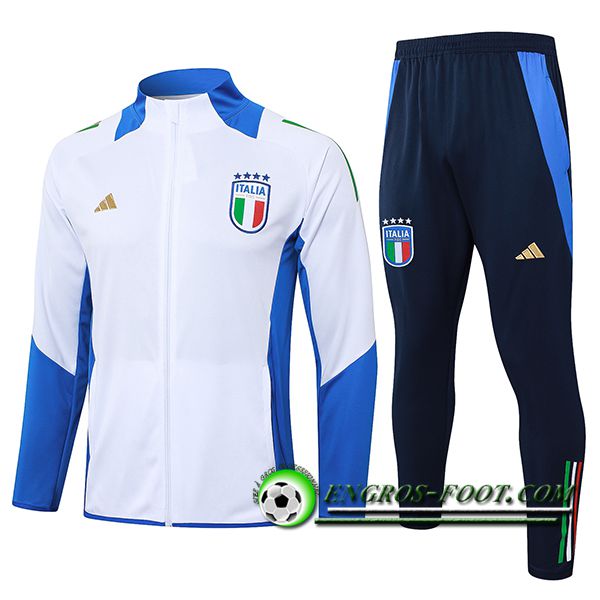 Ensemble Survetement de Foot Veste Foot Italie Blanc/Bleu 2024/2025 -02