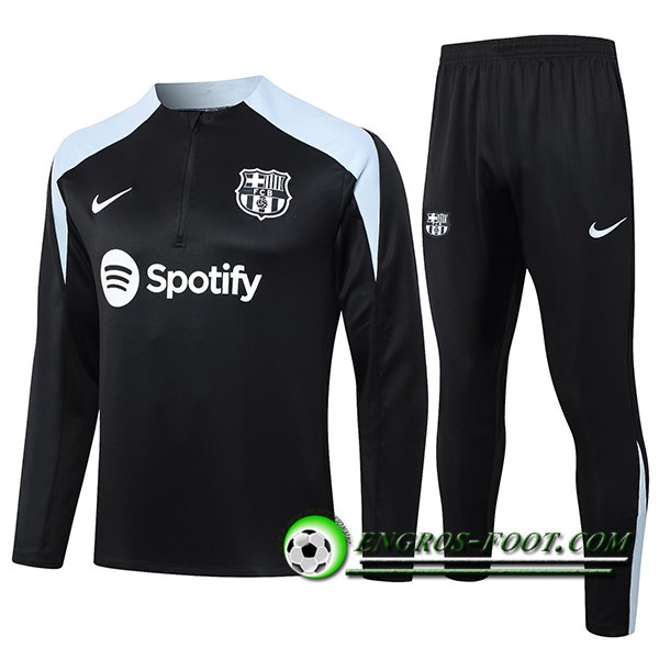 Ensemble Survetement de Foot FC Barcelone Noir/Gris 2024/2025