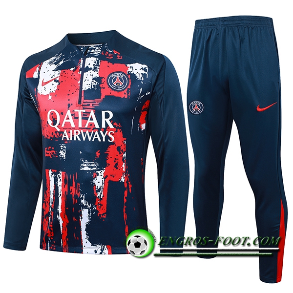 Ensemble Survetement de Foot PSG Rouge/Bleu/Blanc 2024/2025