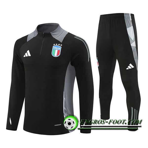 Ensemble Survetement de Foot Italie Noir/Gris 2024/2025 -02