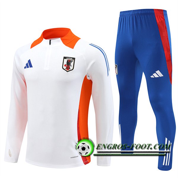 Ensemble Survetement de Foot Japon Blanc/Orange/Bleu 2024/2025