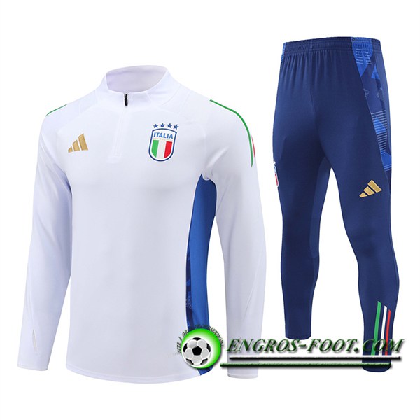 Ensemble Survetement de Foot Italie Blanc/Bleu 2024/2025 -06