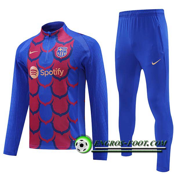 Ensemble Survetement de Foot FC Barcelone Bleu/Rouge 2024/2025 -02