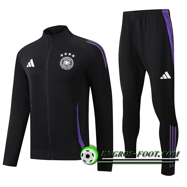 Ensemble Survetement de Foot Veste Foot Allemagne Noir/Pourpre 2024/2025 -04