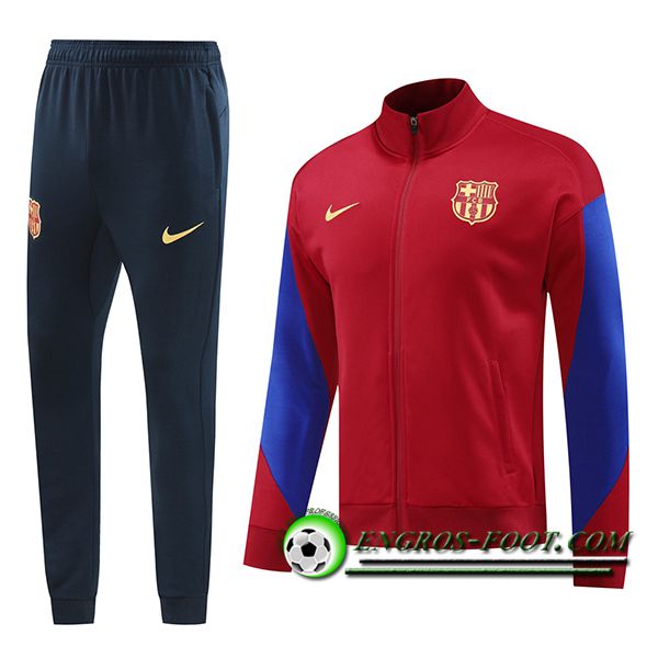 Ensemble Survetement de Foot FC Barcelone Rouge/Bleu 2024/2025 -03