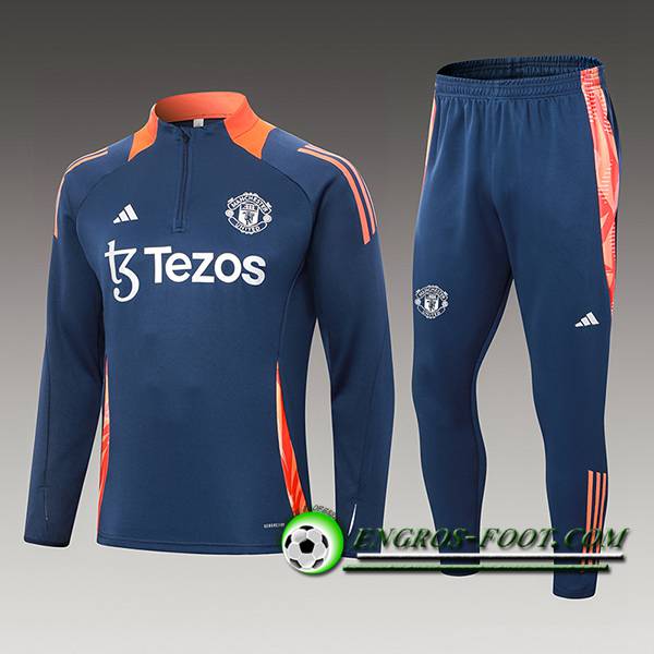 Ensemble Survetement de Foot Manchester United Enfant Bleu/Orange 2024/2025 -02