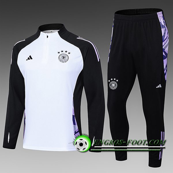 Ensemble Survetement de Foot Allemagne Enfant Blanc/Noir/Pourpre 2024/2025