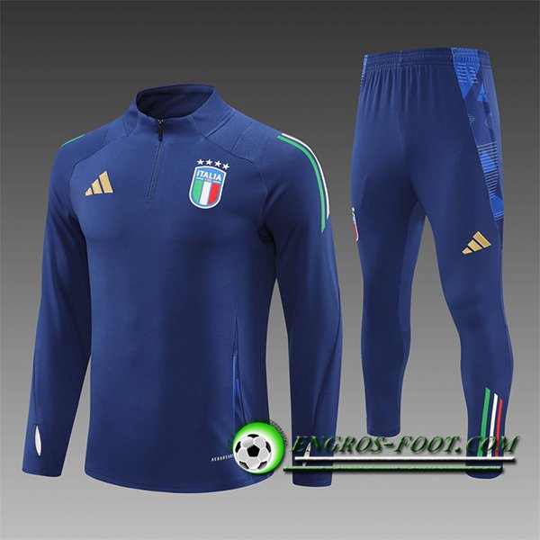 Ensemble Survetement de Foot Italie Enfant Bleu Royal 2024/2025 -02