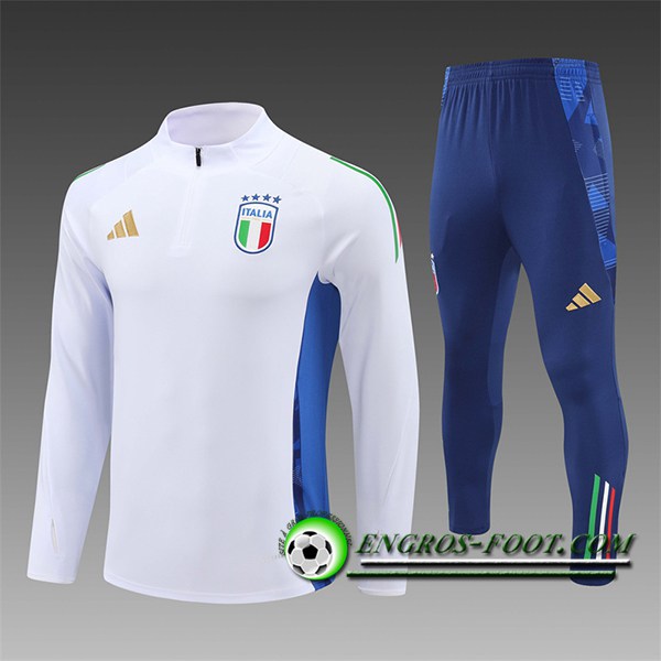 Ensemble Survetement de Foot Italie Enfant Blanc/Bleu 2024/2025 -06