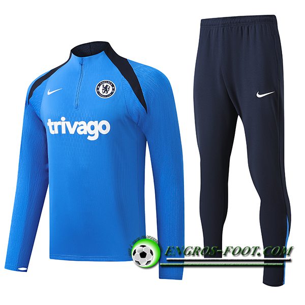 Ensemble Survetement de Foot FC Chelsea Enfant Bleu/Noir 2024/2025 -03