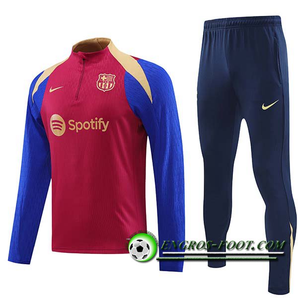 Ensemble Survetement de Foot FC Barcelone Enfant Rouge/Bleu/Jaune 2024/2025