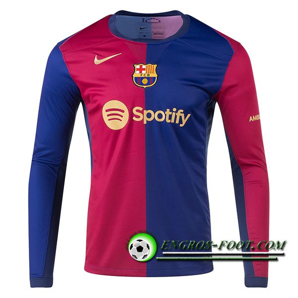 Nouveau Maillot de Foot FC Barcelone Manches Longues Domicile 2024/2025