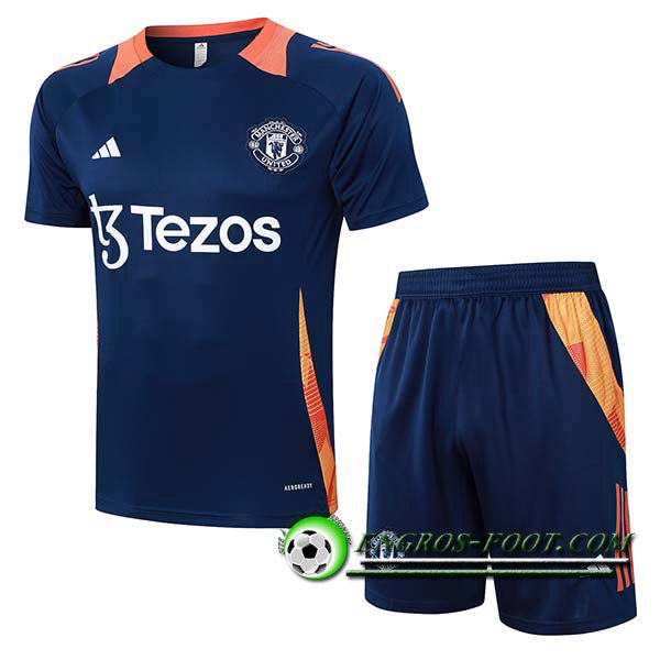 Ensemble Training T-Shirts Manchester United Bleu/Orange 2024/2025