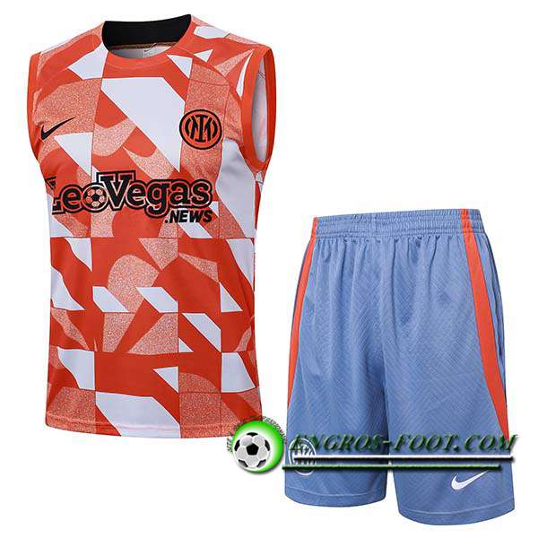 Ensemble Training Debardeur Inter Milan Orange/Blanc 2024/2025