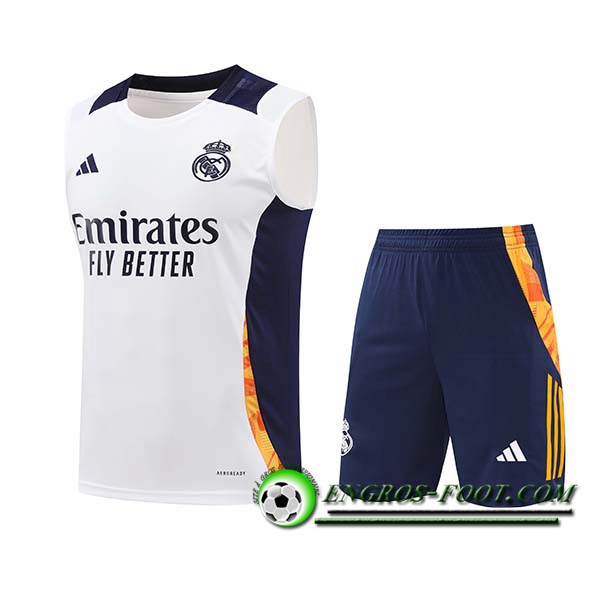 Ensemble Training Debardeur Real Madrid Blanc/Bleu/Orange 2024/2025