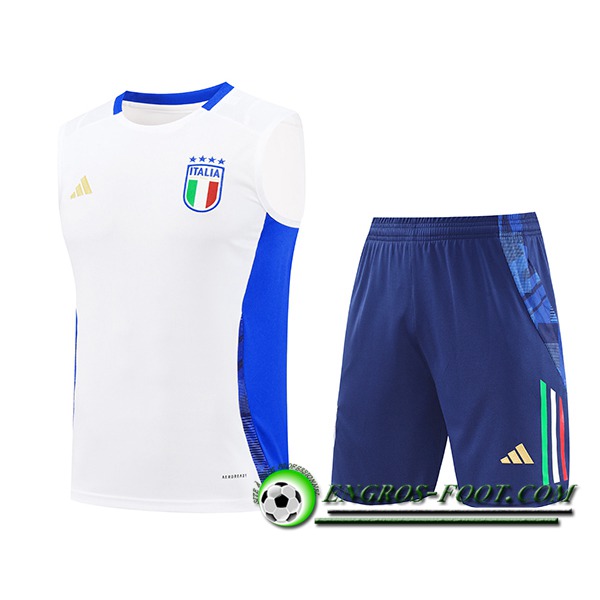 Ensemble Training Debardeur Italie Blanc/Bleu 2024/2025