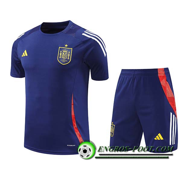 Ensemble Training T-Shirts Espagne Bleu/Rouge 2024/2025