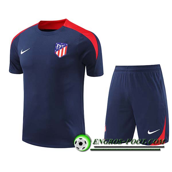 Ensemble Training T-Shirts Atletico Madrid Bleu/Rouge 2024/2025