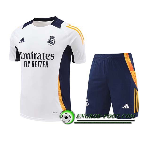 Ensemble Training T-Shirts Real Madrid Blanc/Bleu/Orange 2024/2025