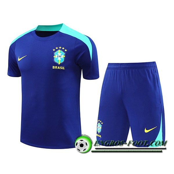 Ensemble Training T-Shirts Brésil Bleu 2024/2025