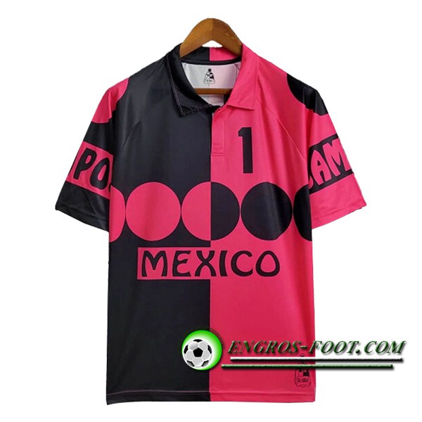 Maillot de Foot Mexique Retro Gardien De But Noir/Rose 1998